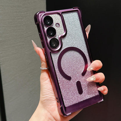 For Galaxy S26+ 5G Electroplated Gradient Glitter Matte Acrylic Magnetic Phone Case - Purple - SYA003423401G