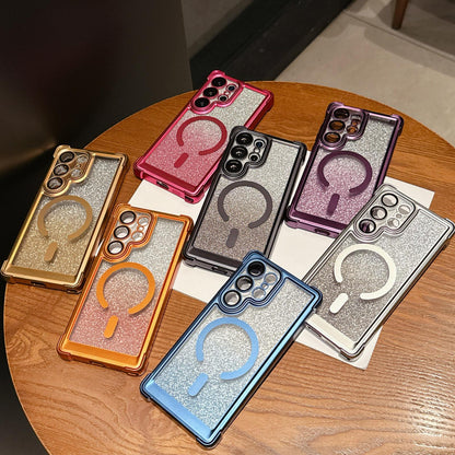 For Galaxy S26+ 5G Electroplated Gradient Glitter Matte Acrylic Magnetic Phone Case - Blue - SYA003423401A