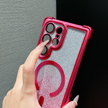 For Galaxy S26+ 5G Electroplated Gradient Glitter Matte Acrylic Magnetic Phone Case - Blue - SYA003423401A