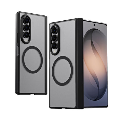 For Galaxy Z Fold4 Star Hinge Frame-integrated Film Magnetic Phone Case - Black - SYA003425602A