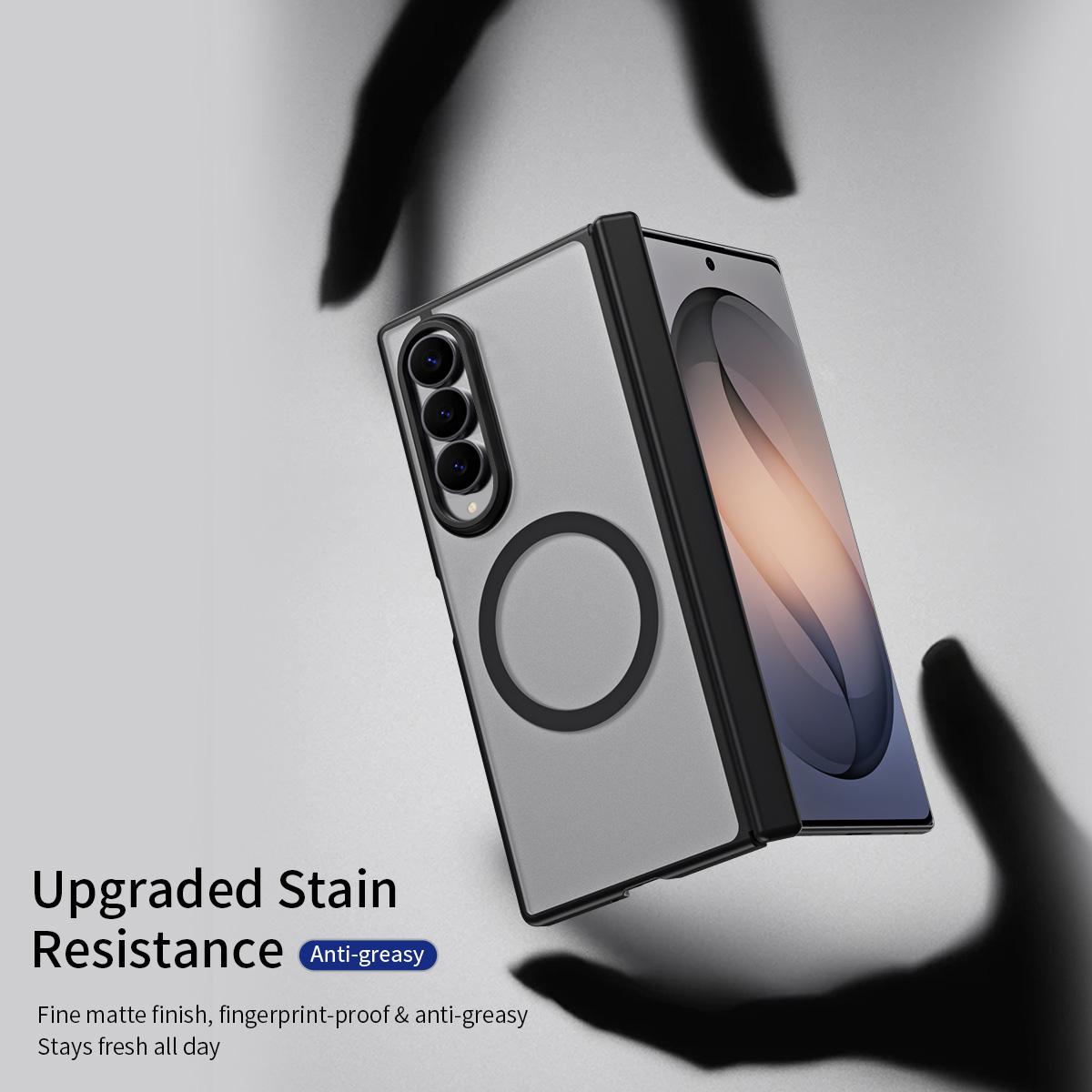 For Galaxy Z Fold4 Star Hinge Frame-integrated Film Magnetic Phone Case - Black - SYA003425602A
