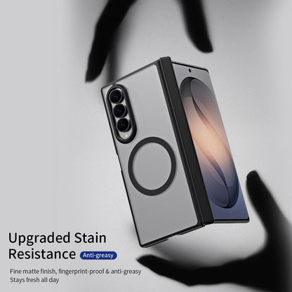 For Galaxy Z Fold4 Star Hinge Frame-integrated Film Magnetic Phone Case - Black - SYA003425602A