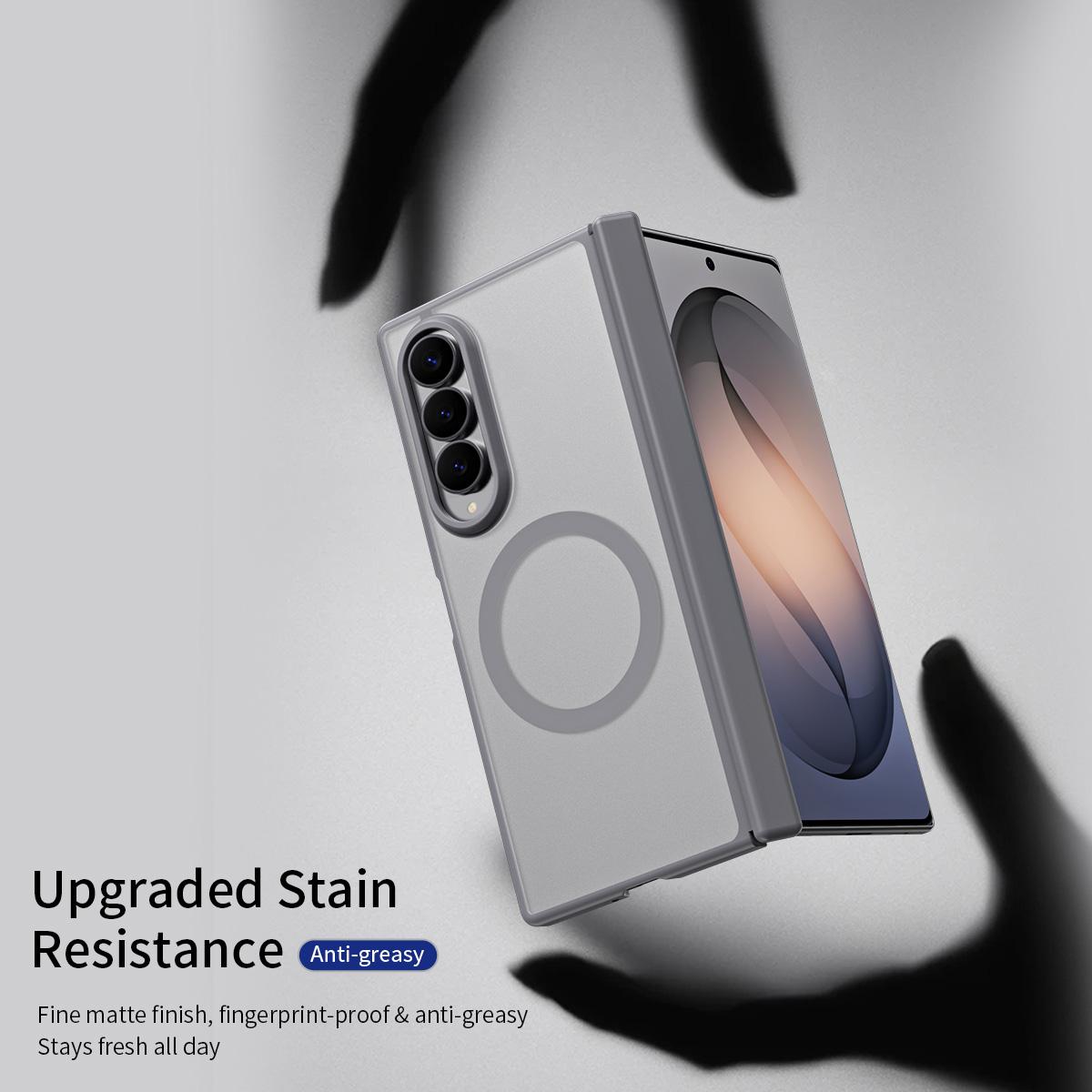 For Galaxy Z Fold4 Star Hinge Frame-integrated Film Magnetic Phone Case - Grey - SYA003425602B