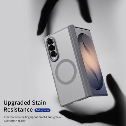 For Galaxy Z Fold4 Star Hinge Frame-integrated Film Magnetic Phone Case - Grey - SYA003425602B