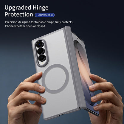 For Galaxy Z Fold4 Star Hinge Frame-integrated Film Magnetic Phone Case - Grey - SYA003425602B