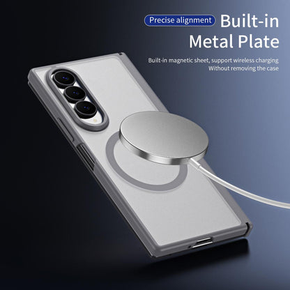 For Galaxy Z Fold4 Star Hinge Frame-integrated Film Magnetic Phone Case - Grey - SYA003425602B