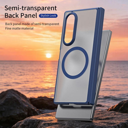 For Galaxy Z Fold4 Star Hinge Frame-integrated Film Magnetic Phone Case - Blue - SYA003425602C