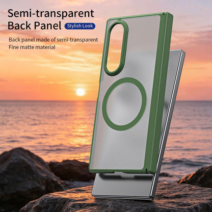 For Galaxy Z Fold4 Star Hinge Frame-integrated Film Magnetic Phone Case - Green - SYA003425602D