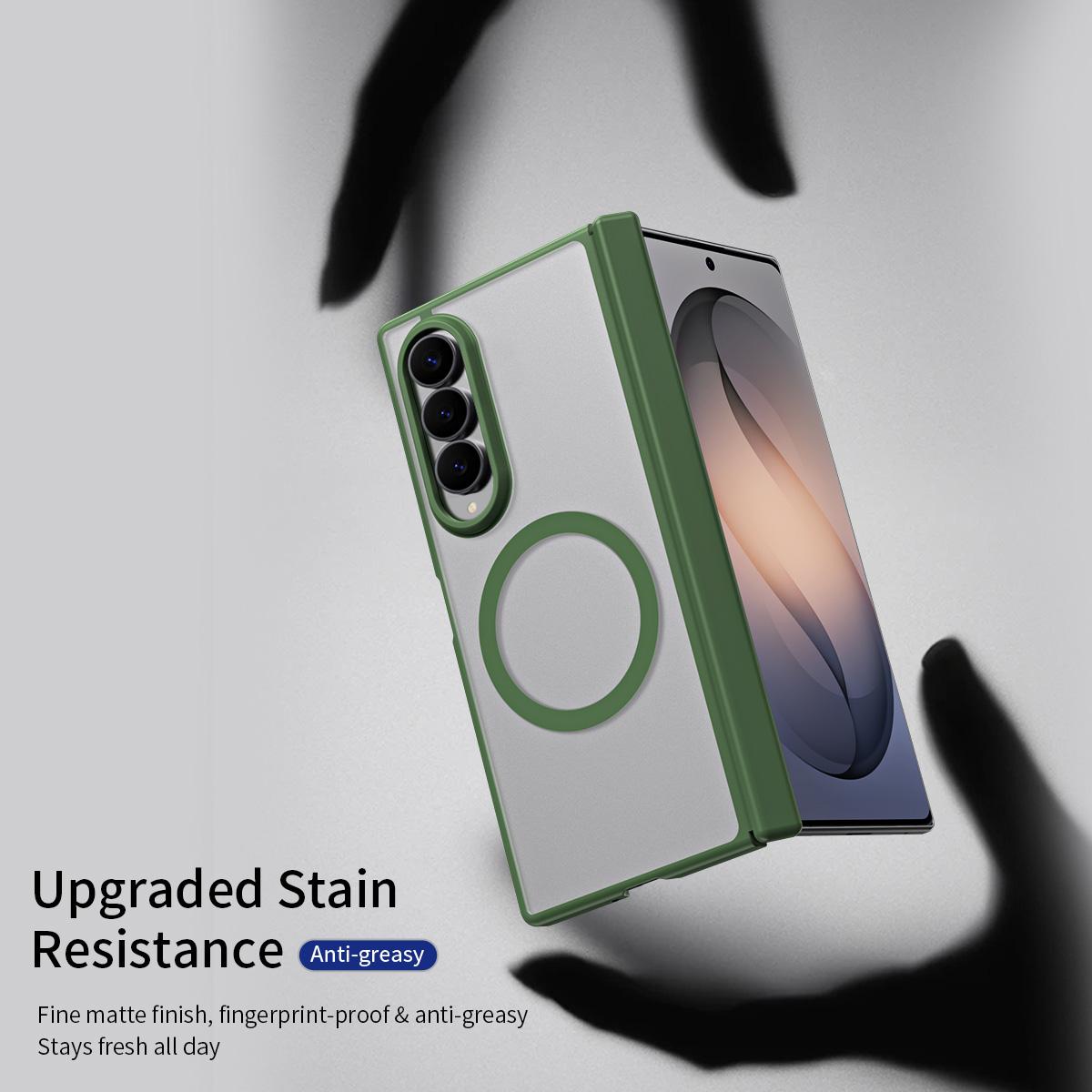 For Galaxy Z Fold4 Star Hinge Frame-integrated Film Magnetic Phone Case - Green - SYA003425602D