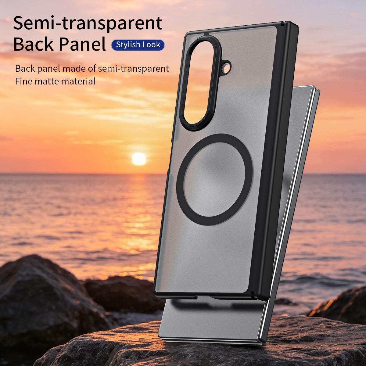 For Galaxy Z Fold7 5G Star Hinge Frame-integrated Film Magnetic Phone Case - Black - SYA003425605A