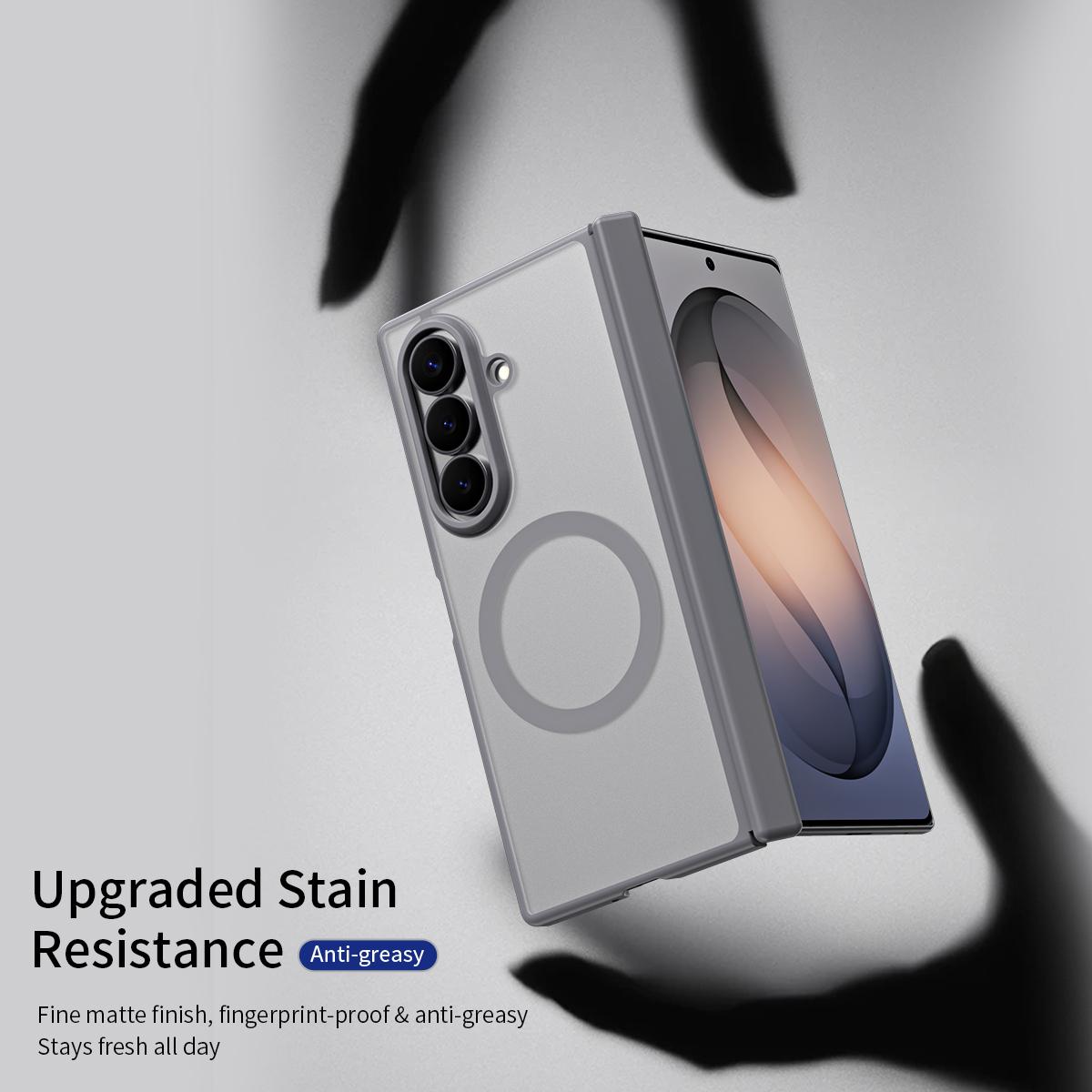 For Galaxy Z Fold7 5G Star Hinge Frame-integrated Film Magnetic Phone Case - Grey - SYA003425605B