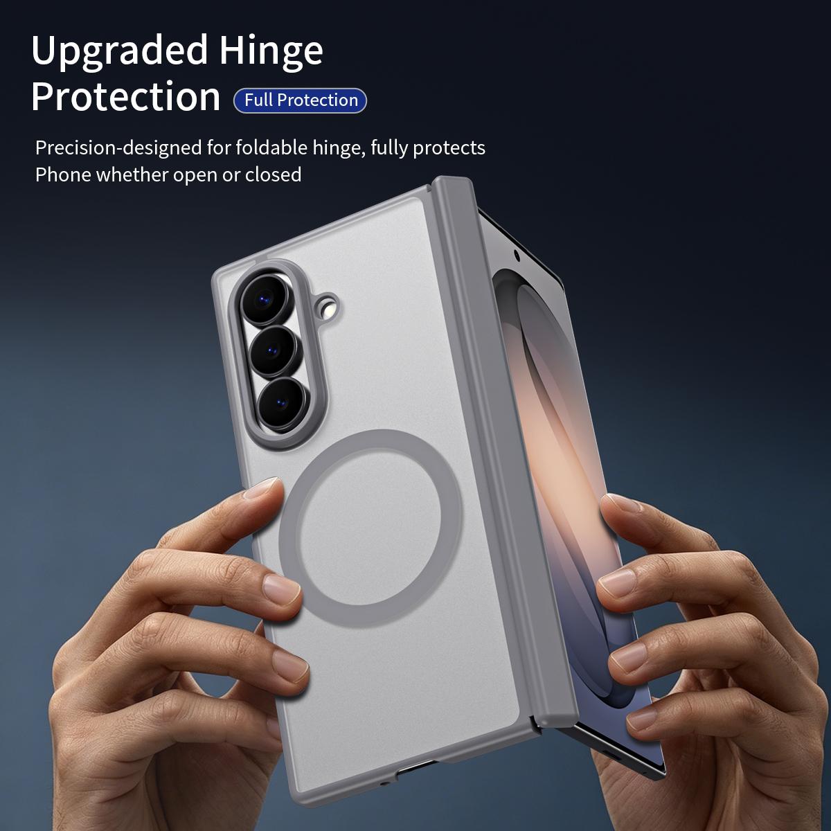 For Galaxy Z Fold7 5G Star Hinge Frame-integrated Film Magnetic Phone Case - Grey - SYA003425605B