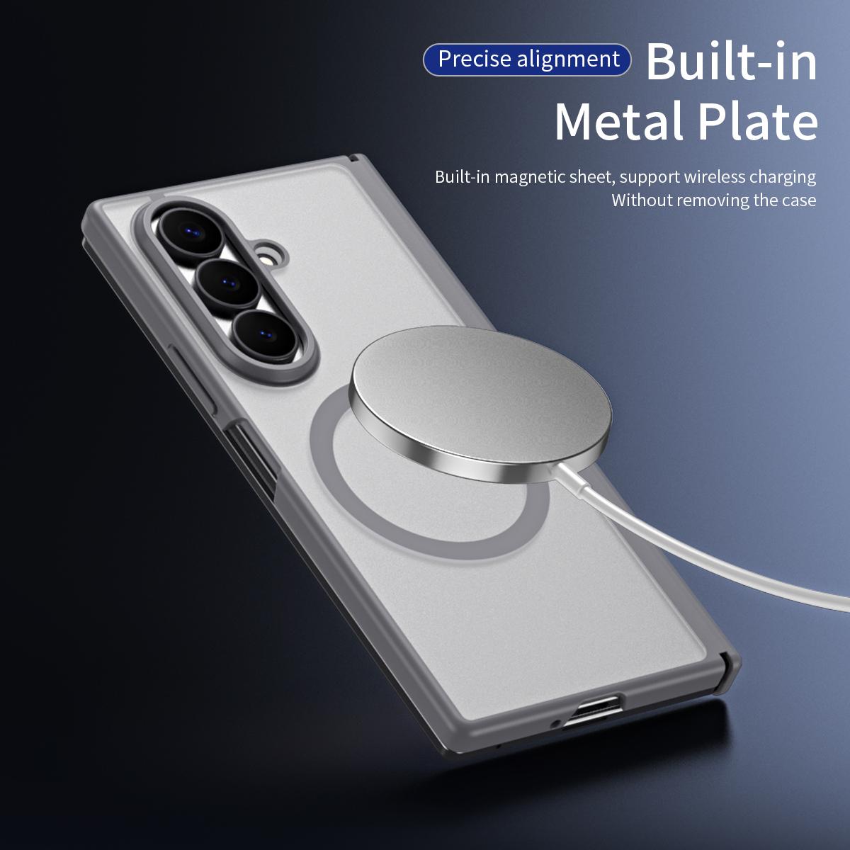For Galaxy Z Fold7 5G Star Hinge Frame-integrated Film Magnetic Phone Case - Grey - SYA003425605B
