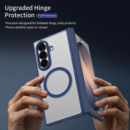 For Galaxy Z Fold7 5G Star Hinge Frame-integrated Film Magnetic Phone Case - Blue - SYA003425605C