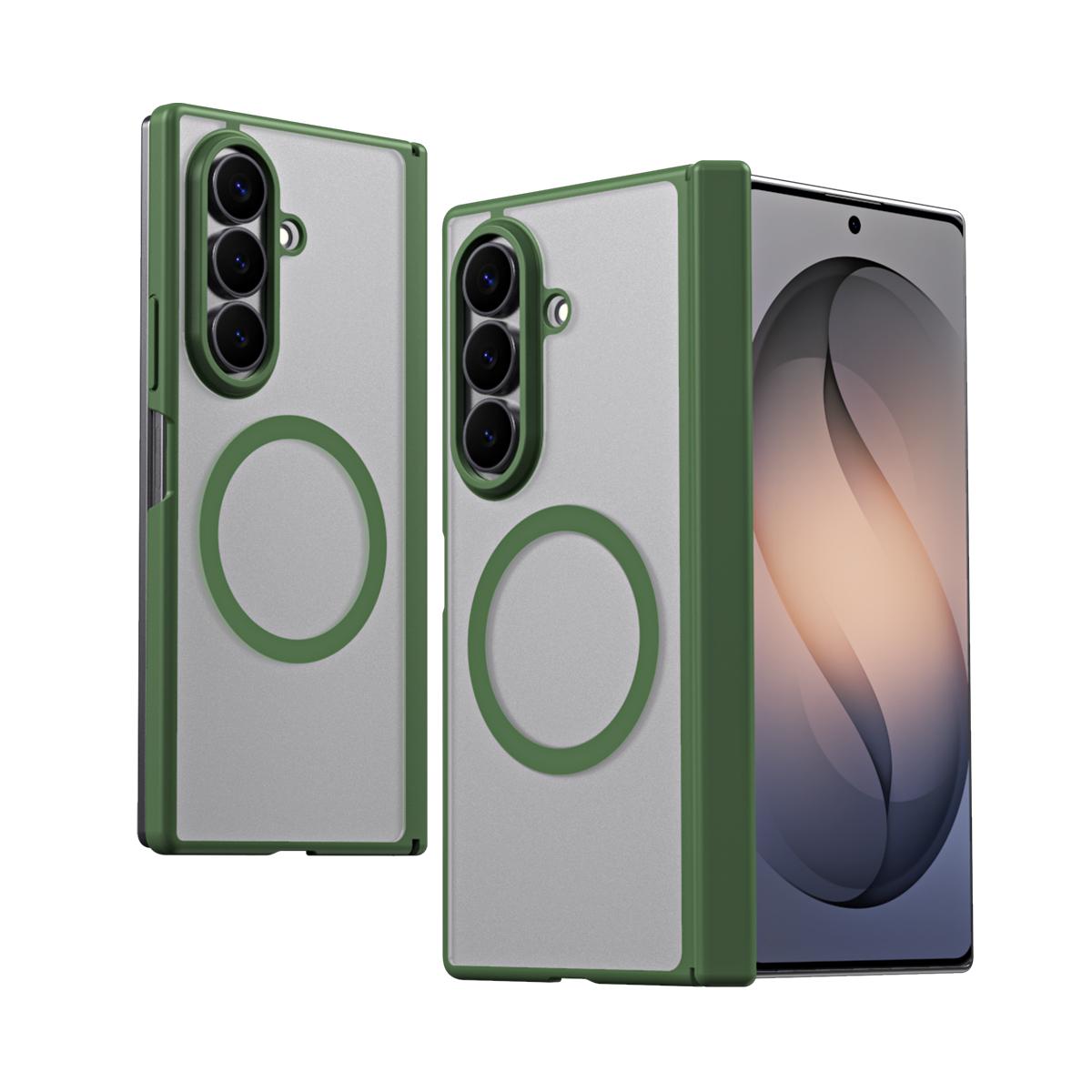 For Galaxy Z Fold7 5G Star Hinge Frame-integrated Film Magnetic Phone Case - Green - SYA003425605D