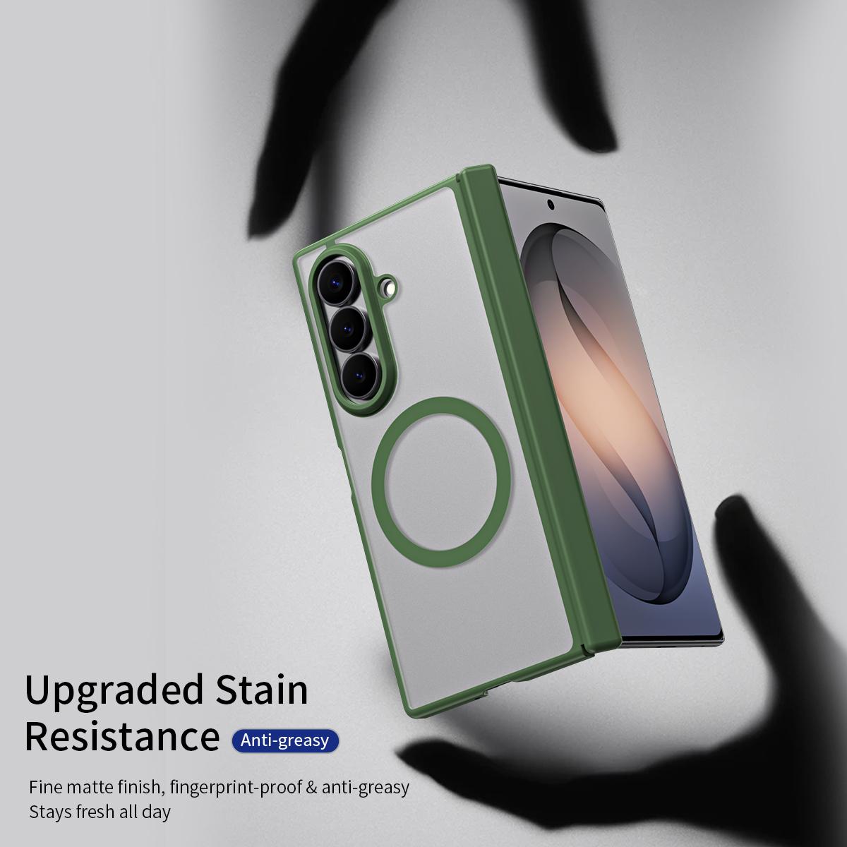For Galaxy Z Fold7 5G Star Hinge Frame-integrated Film Magnetic Phone Case - Green - SYA003425605D