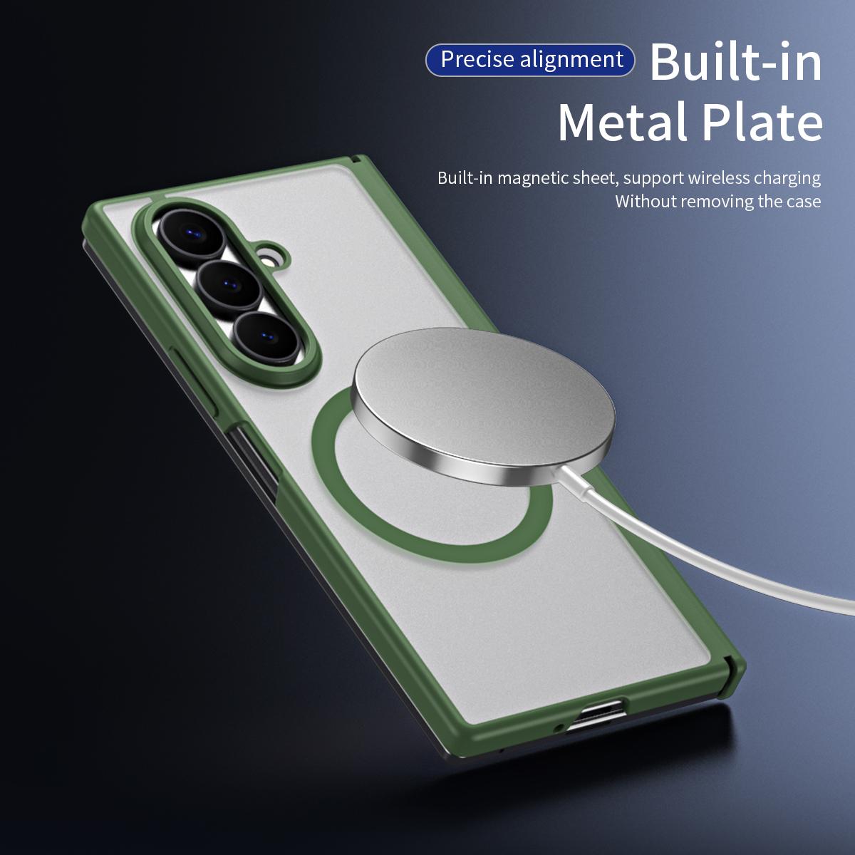 For Galaxy Z Fold7 5G Star Hinge Frame-integrated Film Magnetic Phone Case - Green - SYA003425605D
