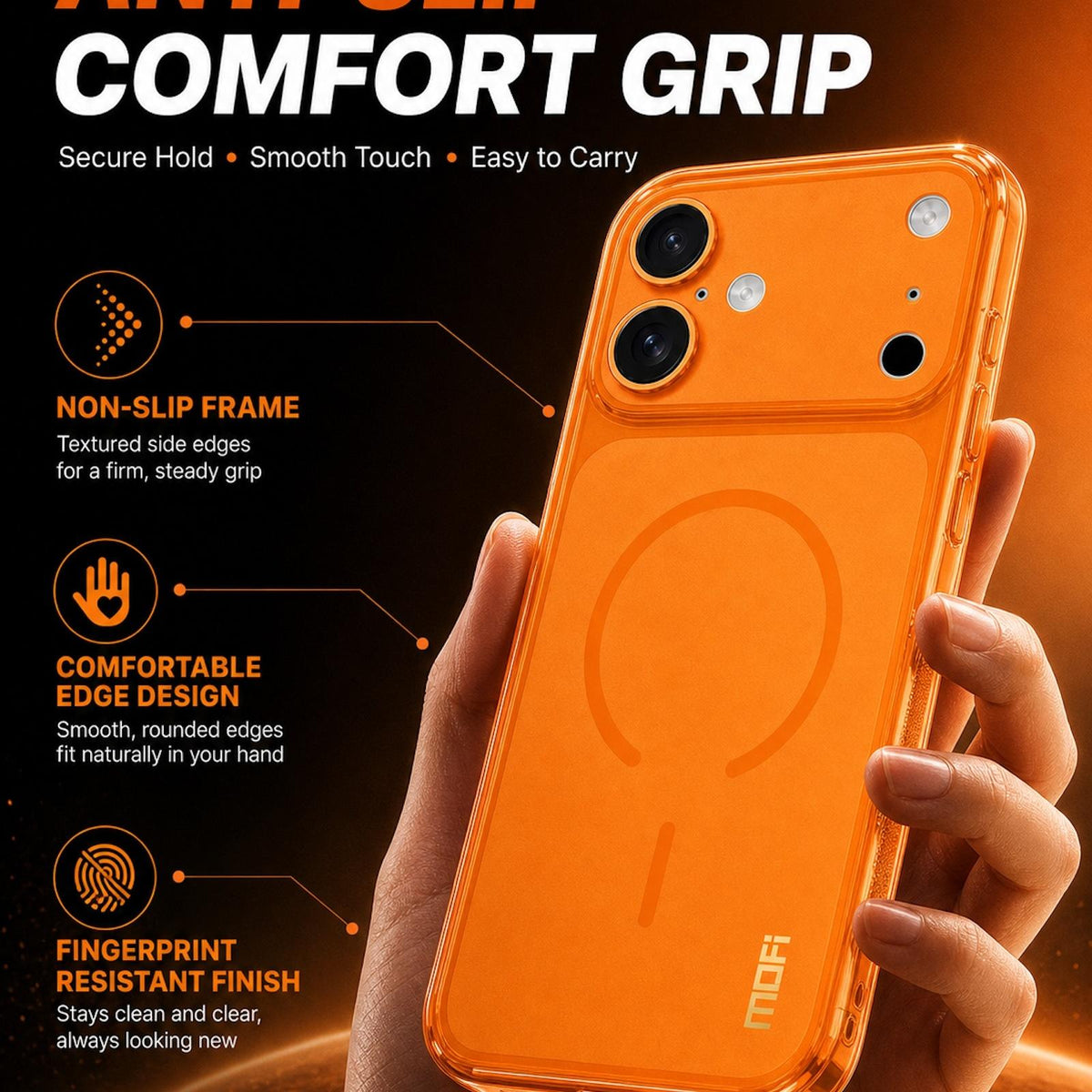 For iPhone 18 MOFI Minimal Series Frosted Semi-Transparen TPU Phone Case with Lens Film - Gray - SYA003426007C