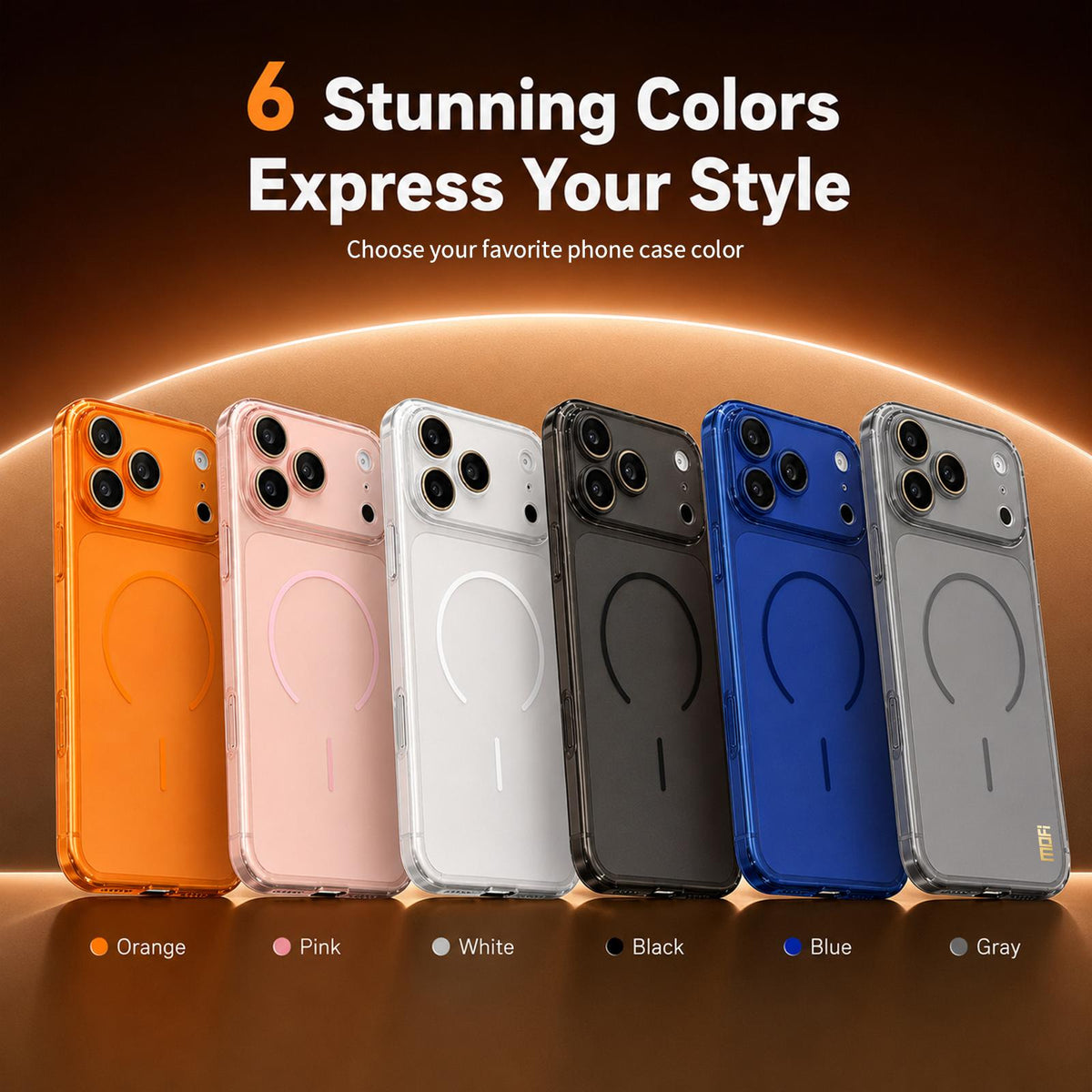 For iPhone 18 Pro MOFI Minimal Series Frosted Semi-Transparen TPU Phone Case with Lens Film - Orange - SYA003426008D