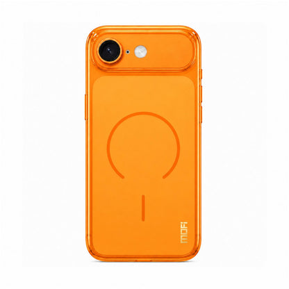 For iPhone 16e / 17e MOFI Minimal Series Frosted Semi-Transparen TPU Phone Case with Lens Film - Orange - SYA003426012D
