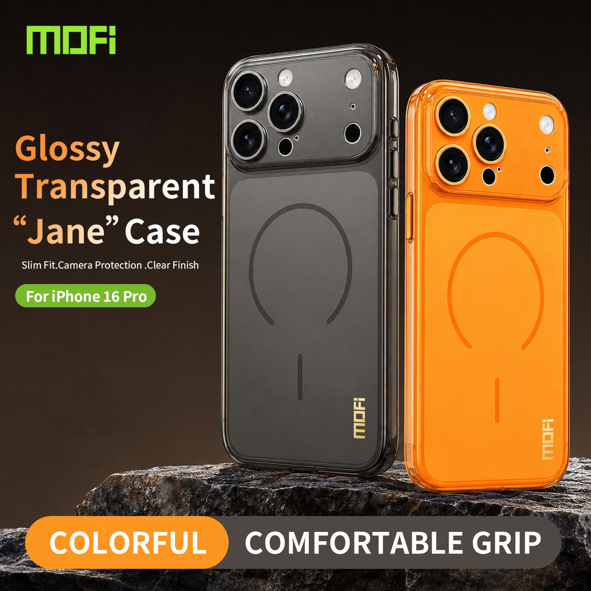 For iPhone 16 Pro MOFI Minimal Series Frosted Semi-Transparen TPU Phone Case with Lens Film - Gray - SYA003426013C