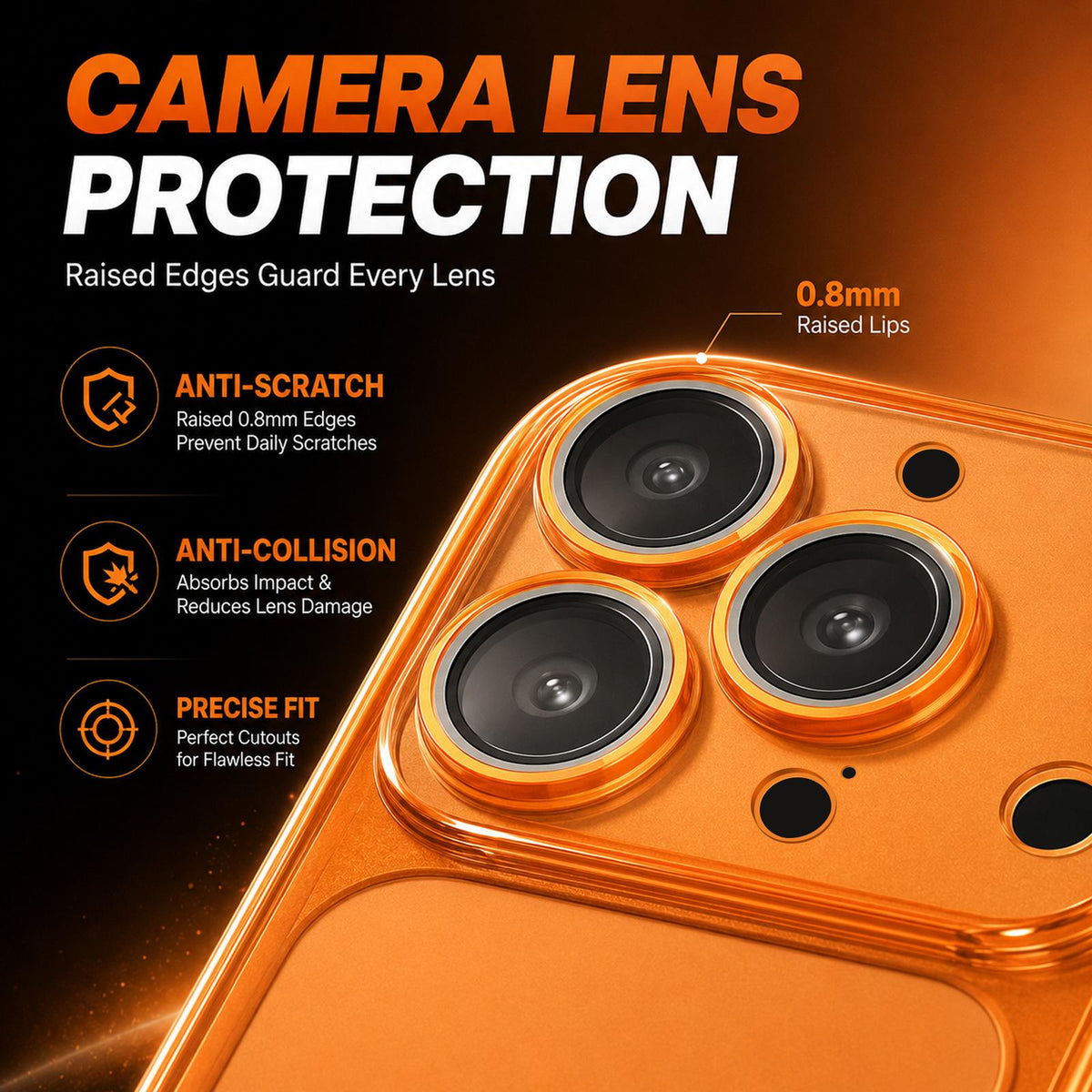 For iPhone 16 Pro MOFI Minimal Series Frosted Semi-Transparen TPU Phone Case with Lens Film - Orange - SYA003426013D