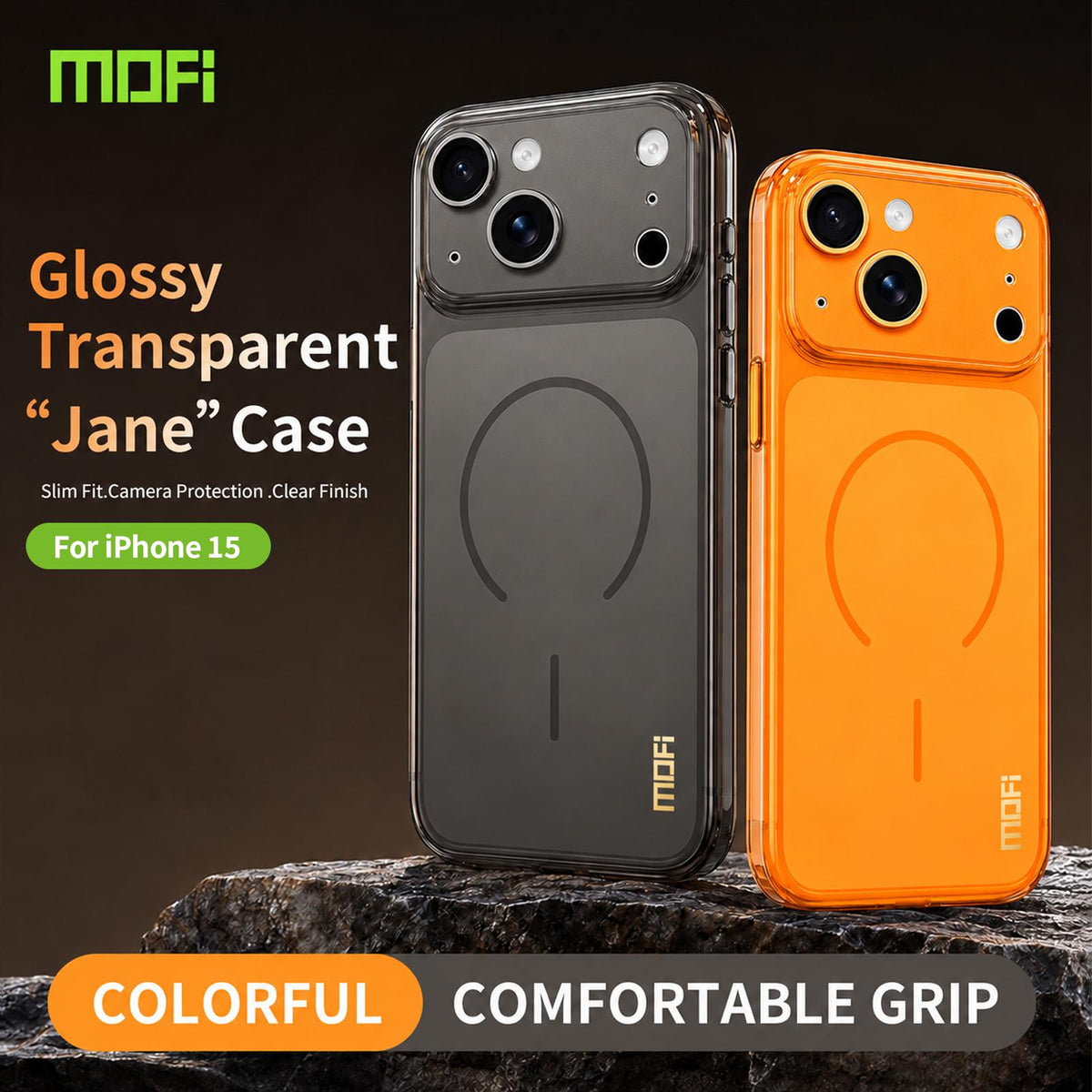 For iPhone 15 MOFI Minimal Series Frosted Semi-Transparen TPU Phone Case with Lens Film - Blue - SYA003426014B