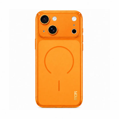 For iPhone 15 MOFI Minimal Series Frosted Semi-Transparen TPU Phone Case with Lens Film - Orange - SYA003426014D