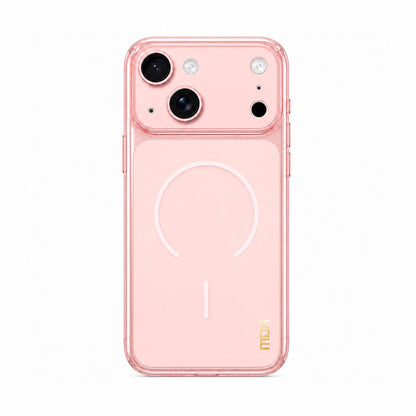 For iPhone 15 MOFI Minimal Series Frosted Semi-Transparen TPU Phone Case with Lens Film - Pink - SYA003426014E