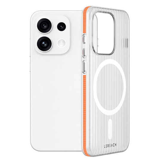 For OPPO Reno16 Pro Global LeReach TOC Icicle Series Ice Mist Double-Sided Non-Slip Magnetic Phone Case - Orange - SYA003428001C