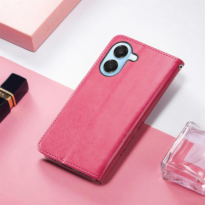 For Honor Play 80 Plus 5G Four-leaf Clasp Embossed Buckle Leather Phone Case(Rose)