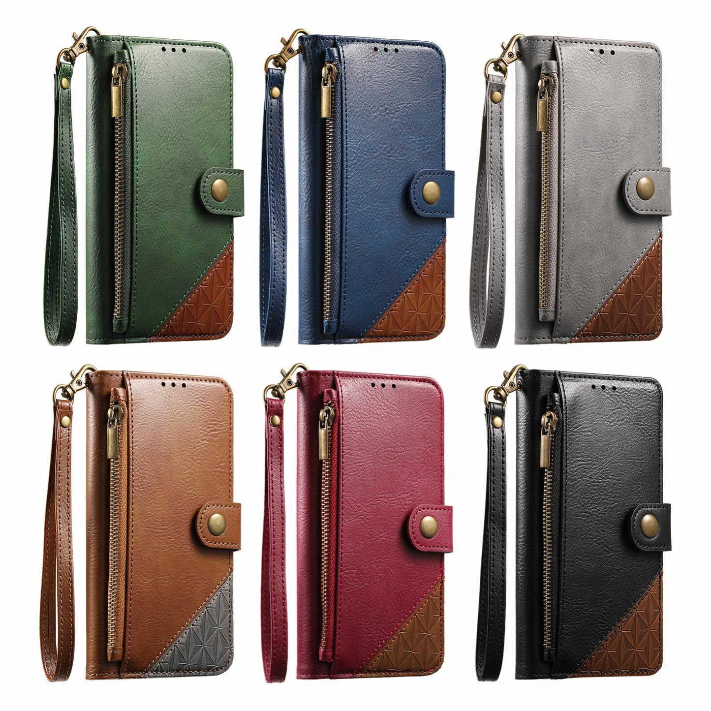 For Honor Play 80 Plus 5G Splicing Zipper Wallet Vegan Leather Phone Case with Strap(Red)