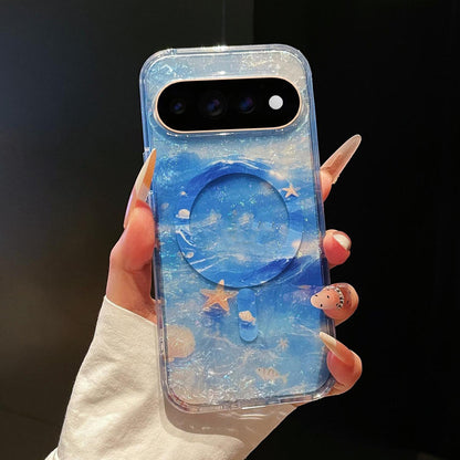 For Google Pixel 11 / 11 Pro Dreamy Ocean Gradient Magnetic Phone Case - Starlight Blue - SYA003434901B