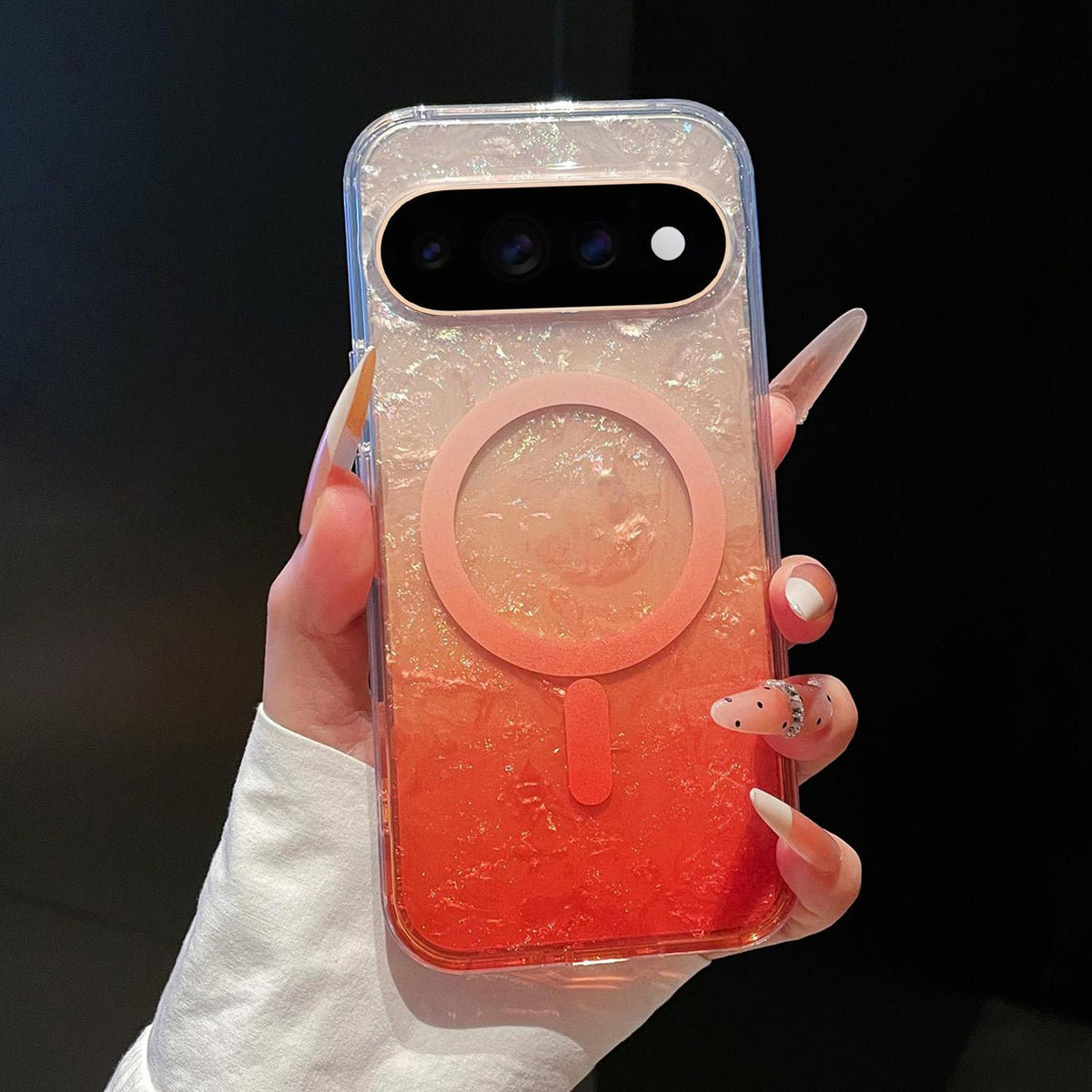 For Google Pixel 11 Pro XL Dreamy Ocean Gradient Magnetic Phone Case - Sunset Orange - SYA003434902A