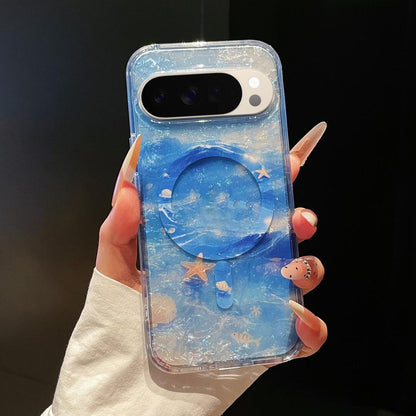 For Google Pixel 10 Pro XL Dreamy Ocean Gradient Magnetic Phone Case - Starlight Blue - SYA003434904B