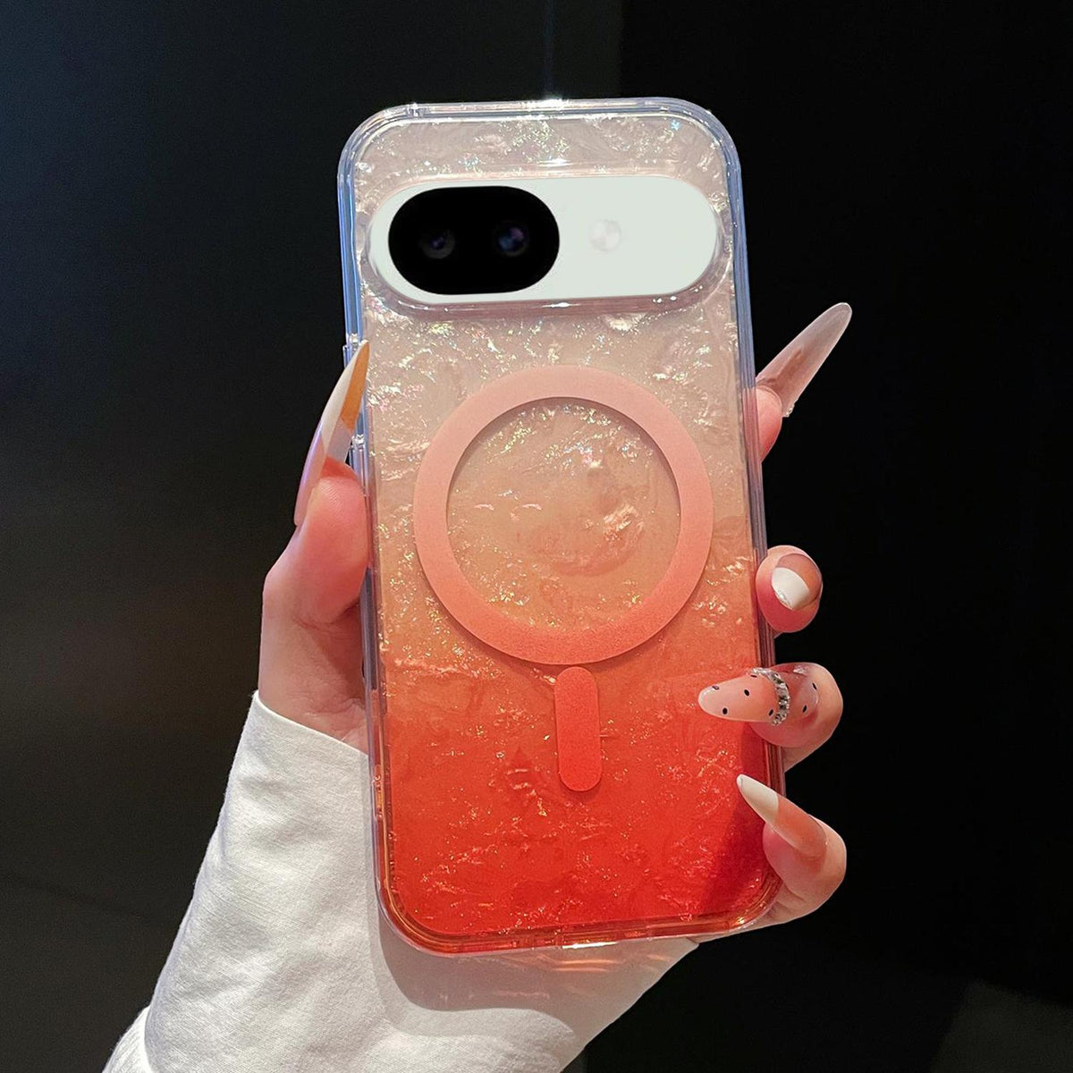 For Google Pixel 10a Dreamy Ocean Gradient Magnetic Phone Case - Sunset Orange - SYA003434905A