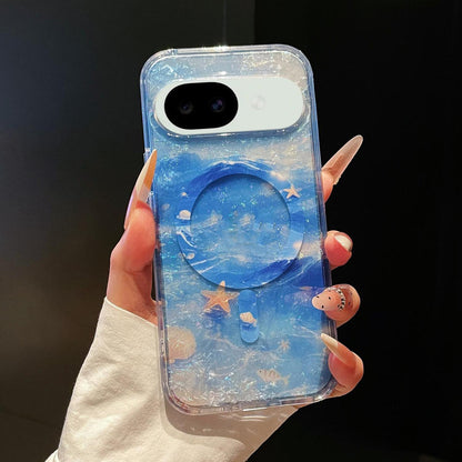 For Google Pixel 10a Dreamy Ocean Gradient Magnetic Phone Case - Starlight Blue - SYA003434905B