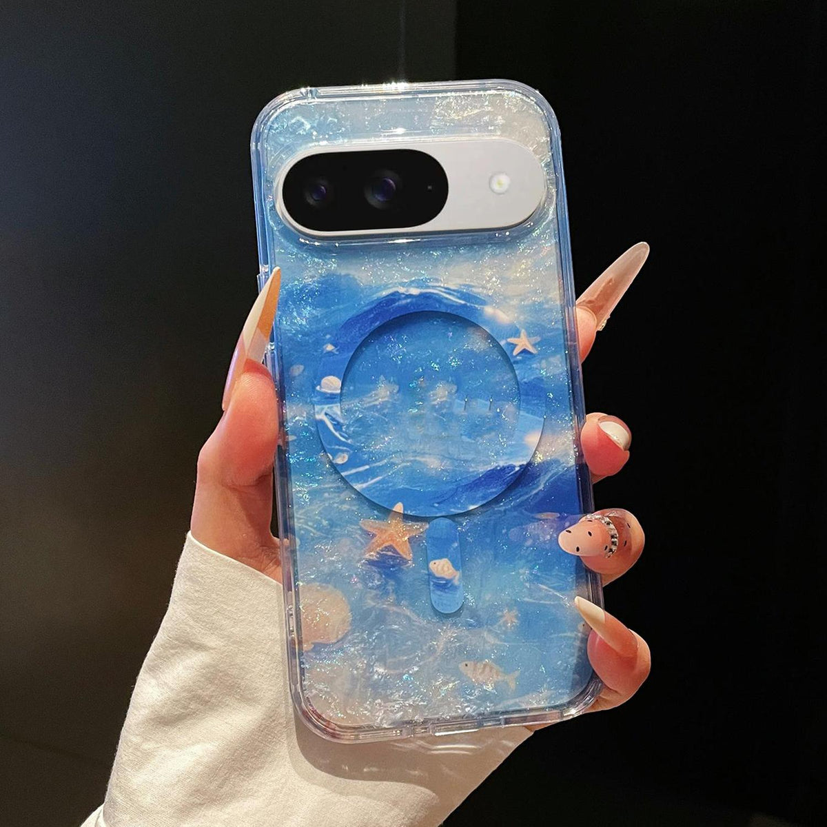 For Google Pixel 9 / 9 Pro Dreamy Ocean Gradient Magnetic Phone Case - Starlight Blue - SYA003434906B