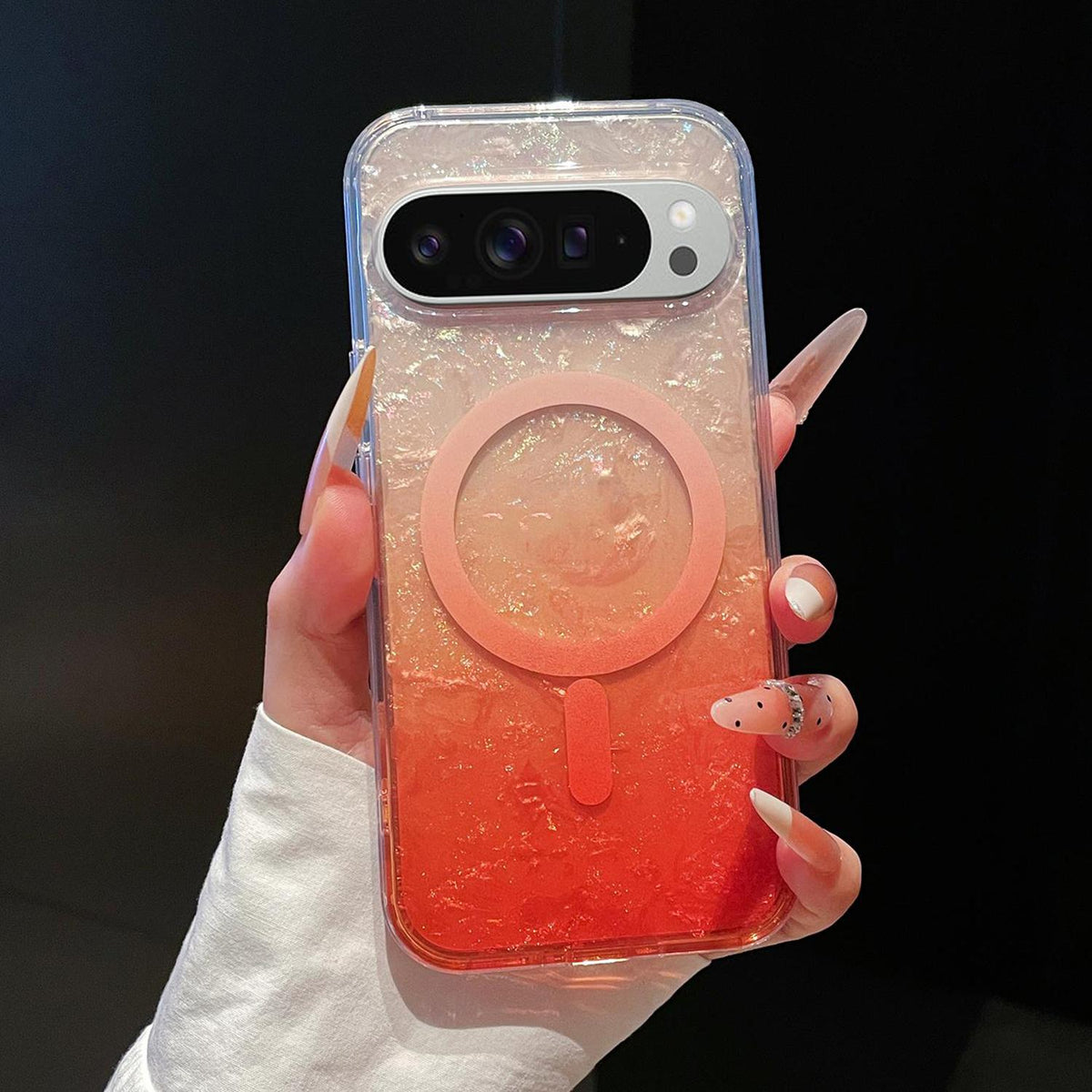 For Google Pixel 9 Pro XL Dreamy Ocean Gradient Magnetic Phone Case - Sunset Orange - SYA003434907A