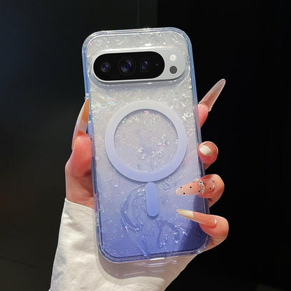 For Google Pixel 9 Pro XL Dreamy Ocean Gradient Magnetic Phone Case - Aurora Purple - SYA003434907D