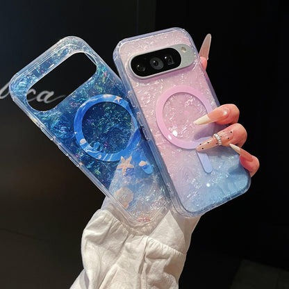 For Google Pixel 10a Dreamy Ocean Gradient Magnetic Phone Case - Starlight Blue - SYA003434905B