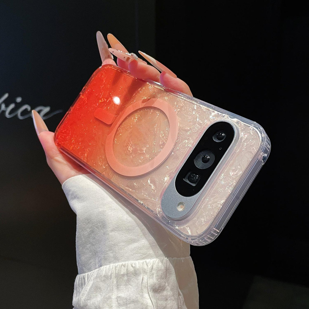 For Google Pixel 10 / 10 Pro Dreamy Ocean Gradient Magnetic Phone Case - Sunset Orange - SYA003434903A
