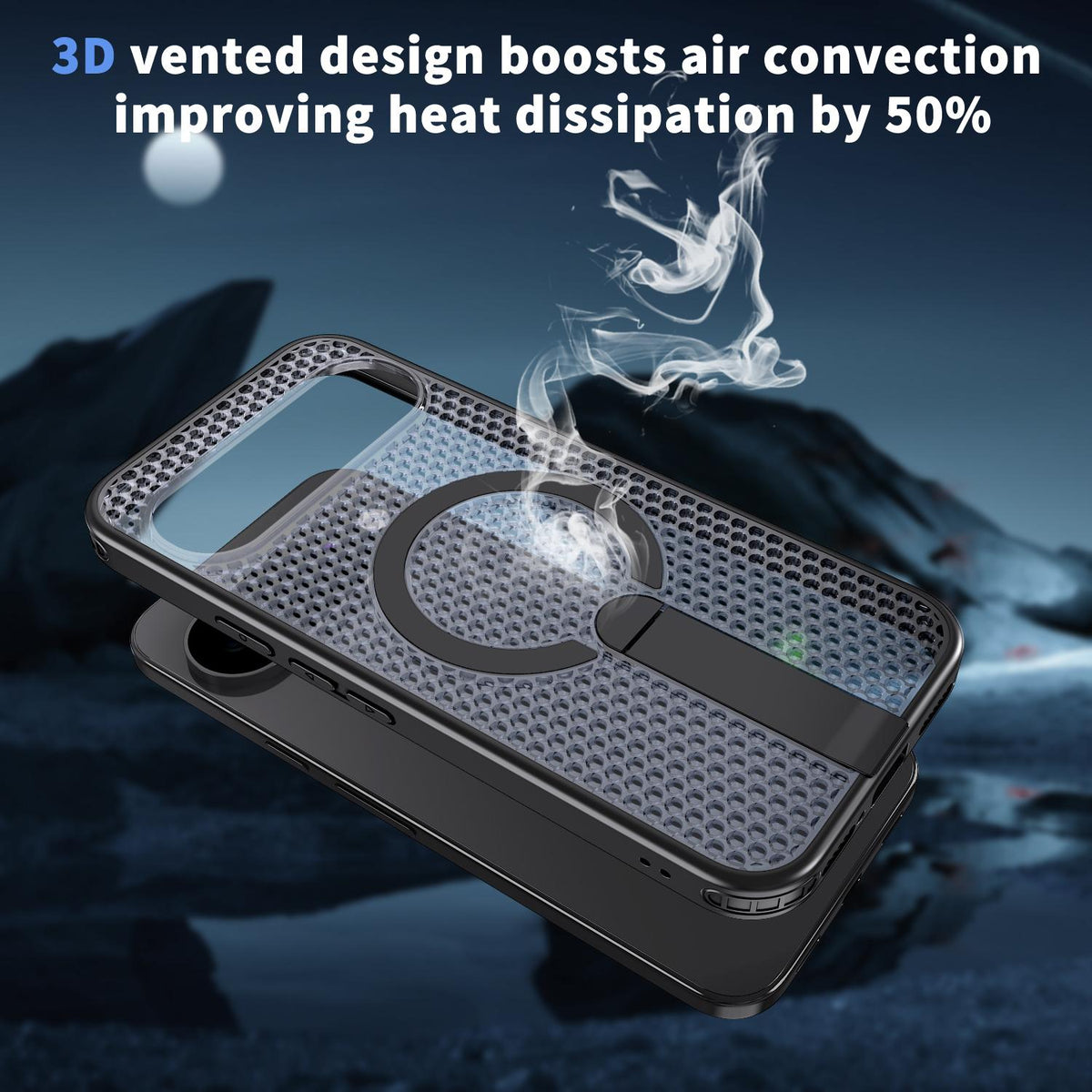 For Google Pixel 11 Pro XL Kalebol Honeycomb Cooling MagSafe Holder Phone Case - Black - SYA003435701A