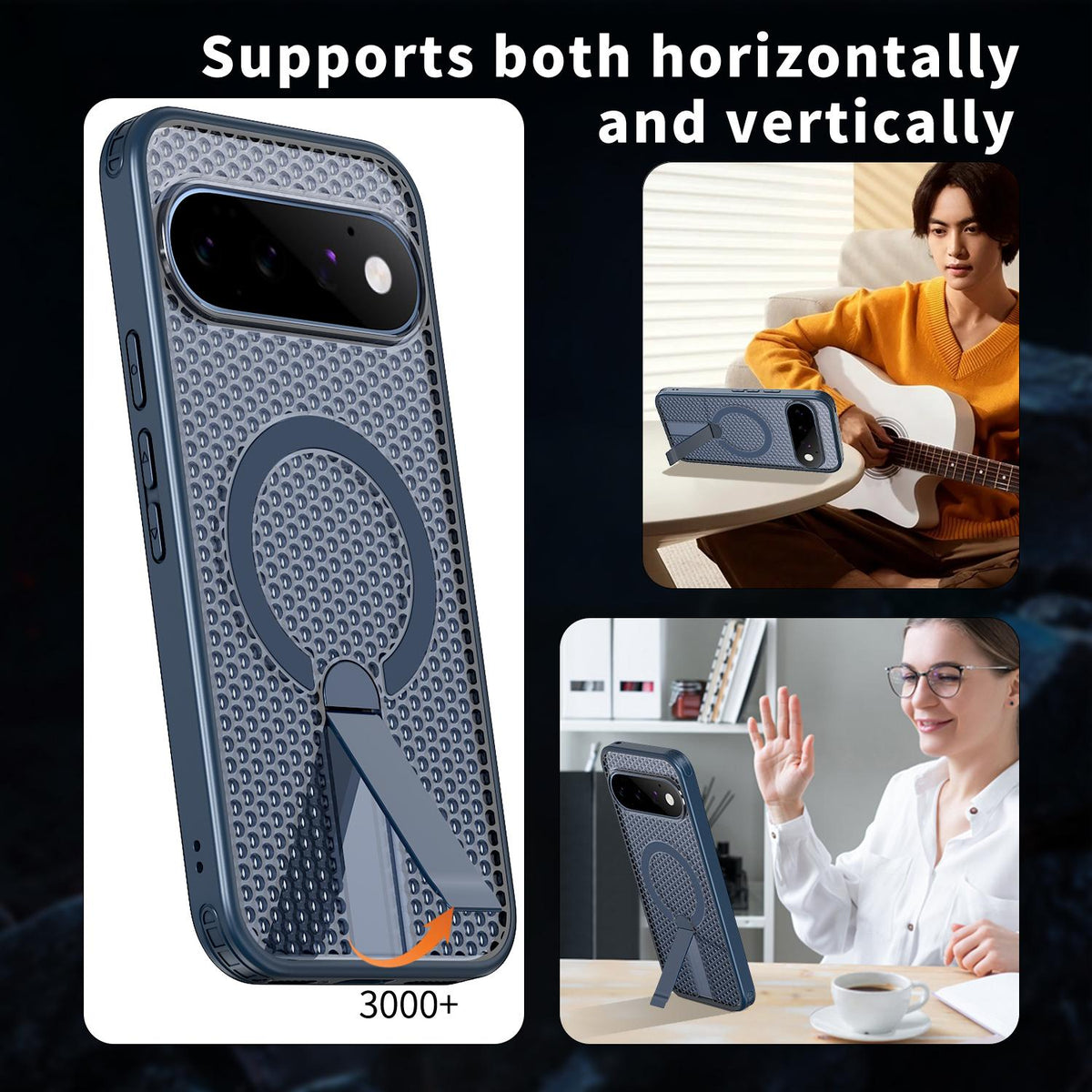 For Google Pixel 11 Pro XL Kalebol Honeycomb Cooling MagSafe Holder Phone Case - Blue - SYA003435701B
