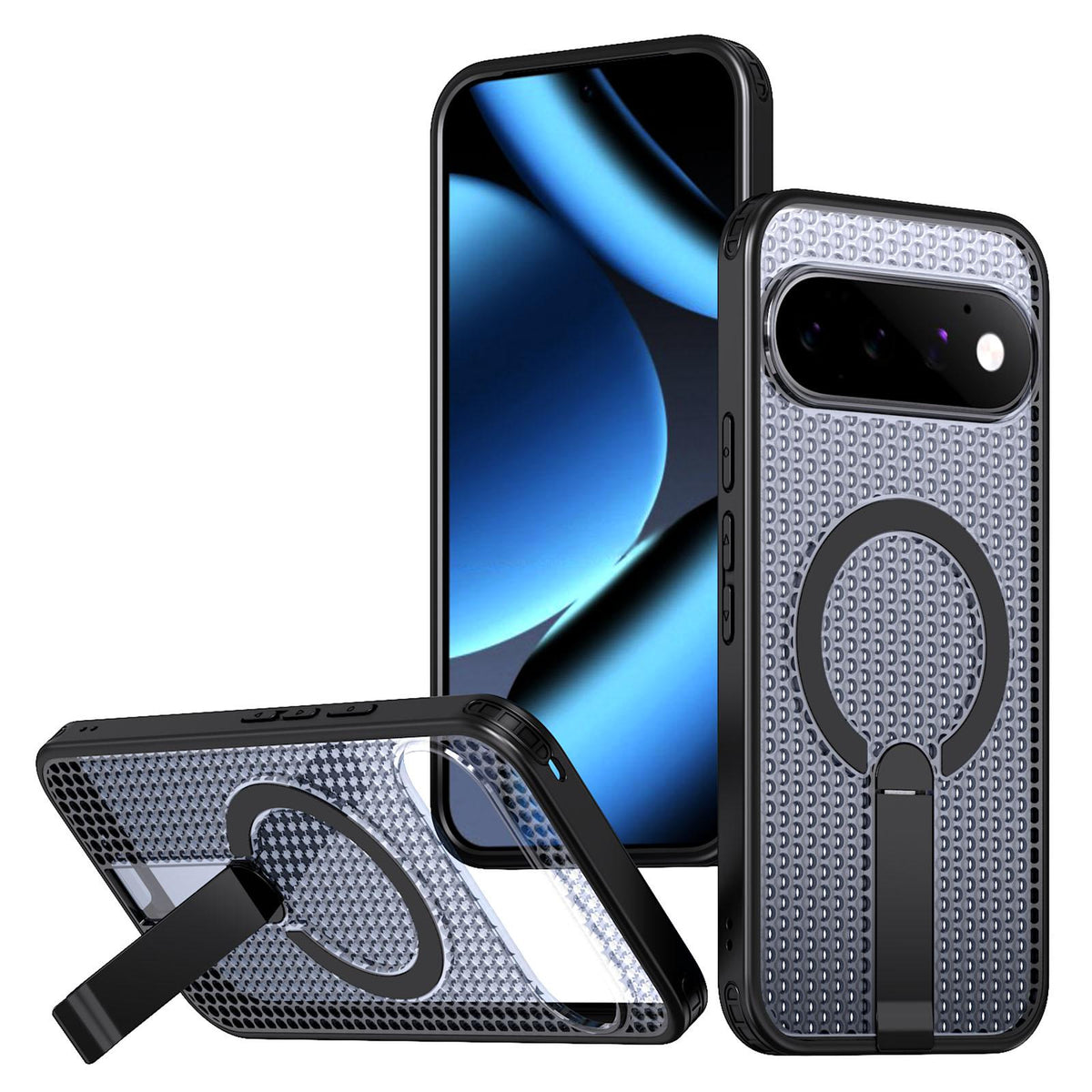 For Google Pixel 11 Kalebol Honeycomb Cooling MagSafe Holder Phone Case - Black - SYA003435703A