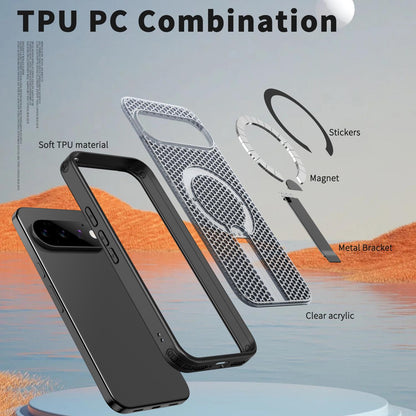 For Google Pixel 11 Kalebol Honeycomb Cooling MagSafe Holder Phone Case - Black - SYA003435703A