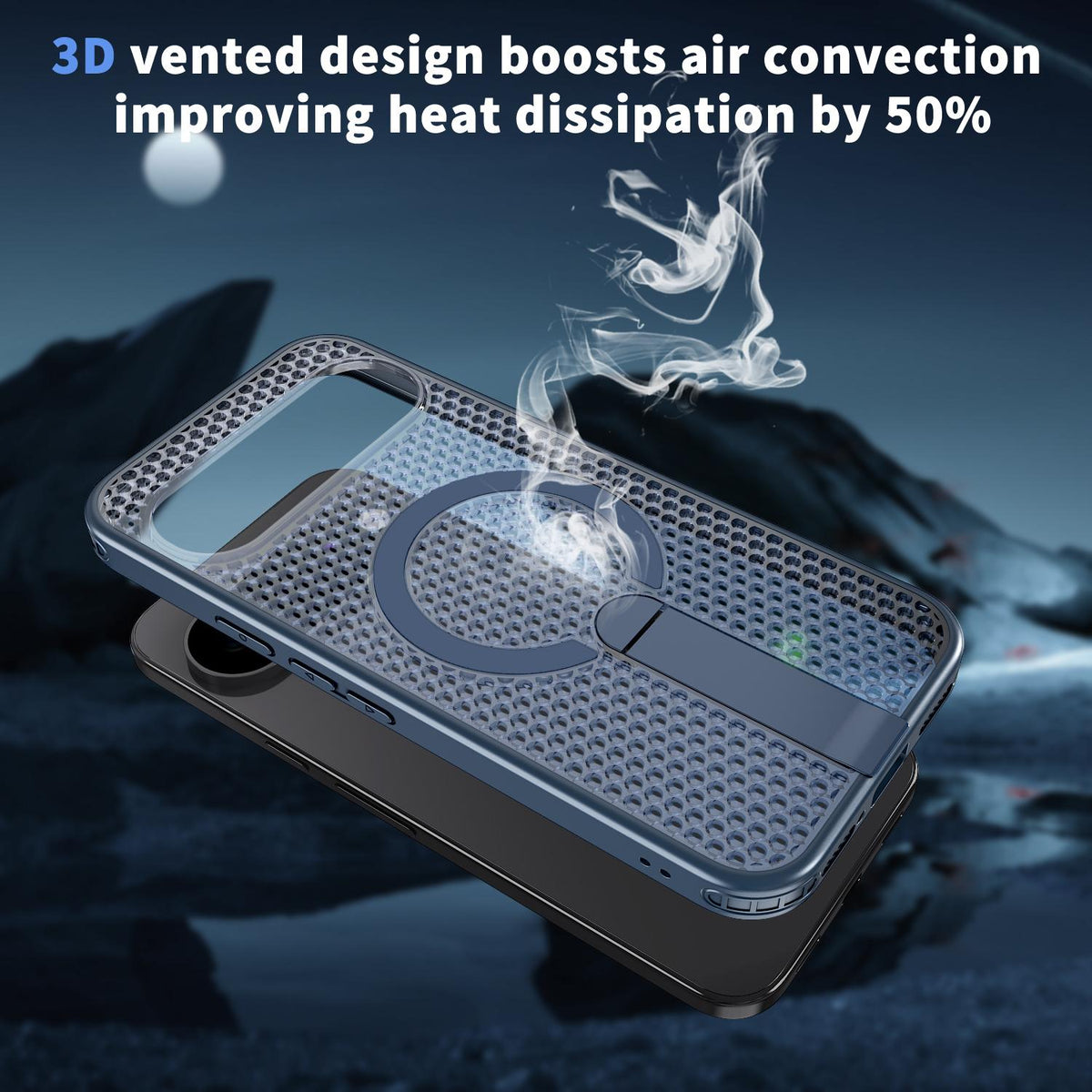 For Google Pixel 11 Kalebol Honeycomb Cooling MagSafe Holder Phone Case - Blue - SYA003435703B