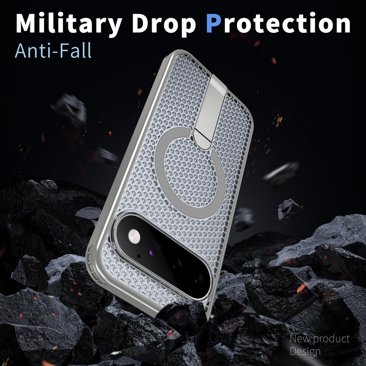 For Google Pixel 11 Kalebol Honeycomb Cooling MagSafe Holder Phone Case - Titanium Grey - SYA003435703C