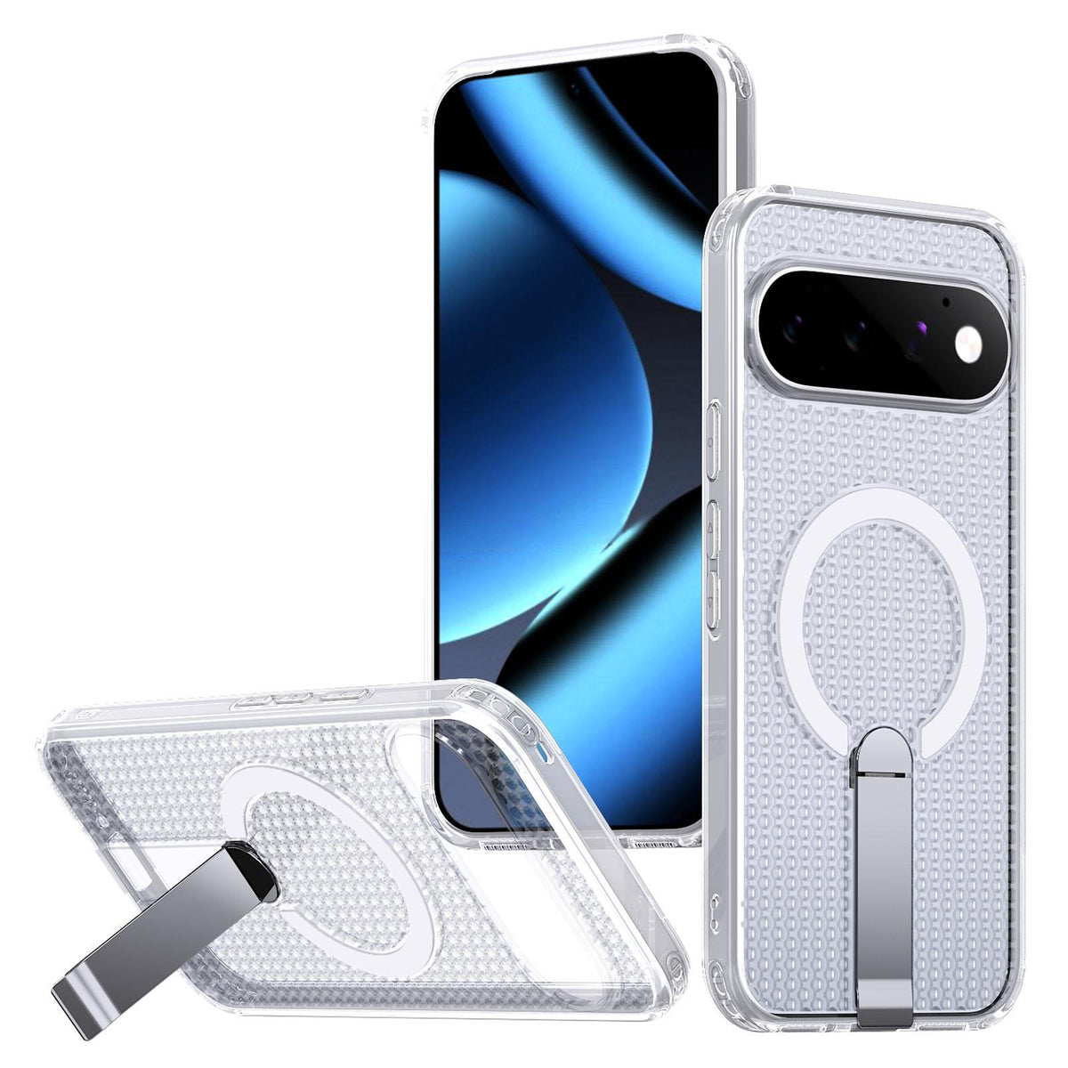 For Google Pixel 11 Kalebol Honeycomb Cooling MagSafe Holder Phone Case - Matte Transparent - SYA003435703D
