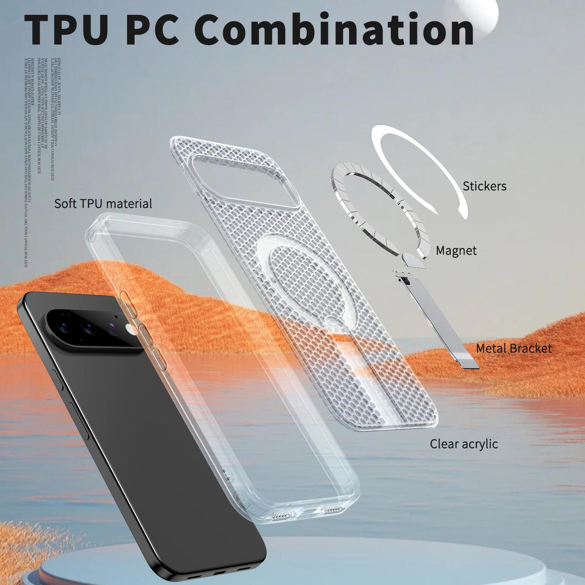 For Google Pixel 11 Kalebol Honeycomb Cooling MagSafe Holder Phone Case - Matte Transparent - SYA003435703D